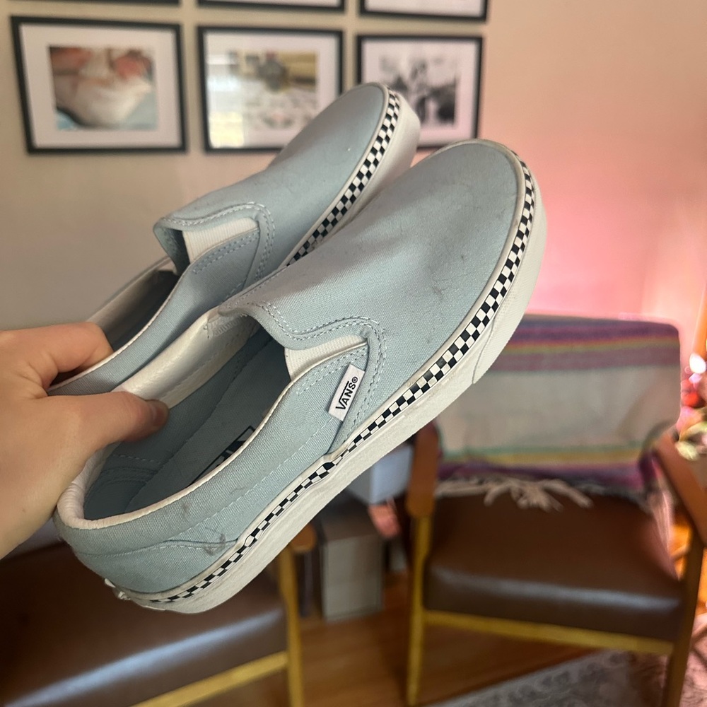 Vans Light Blue Slip-On Sneakers